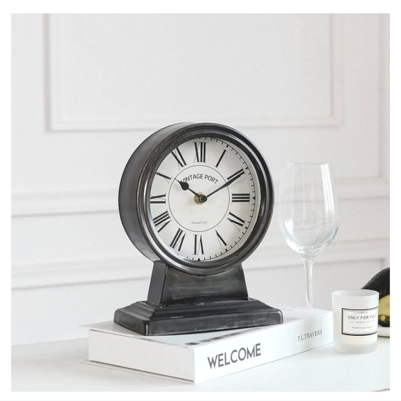 Vintage Style Black Table Clock New In Box - Picture 2 of 16